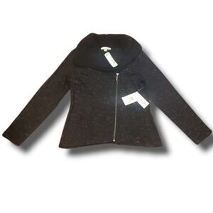 Kensie Shailene Shearling Collar Knit Jacket Black Stitch‎ Fix Exclusive S NEW